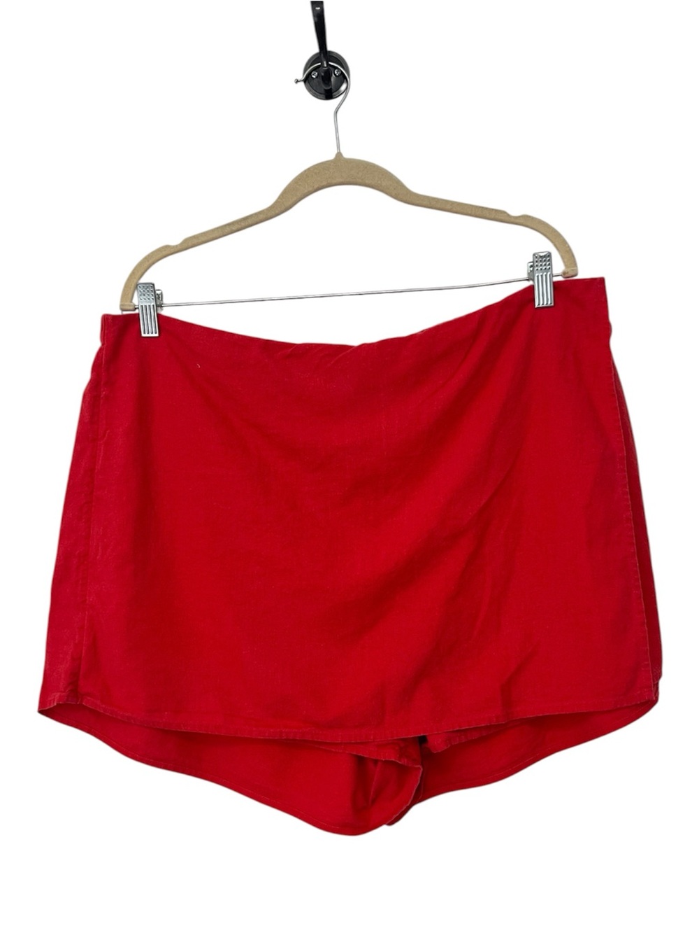 Old Navy Women's Red High-Waist Faux Wrap Linen Blend Mini Skort Size XL